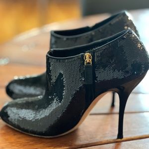 Gucci Black Sequin Ankle Booties Size 36